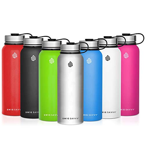 Botella de agua de acero inoxidable - con tapón a prueba de fugas de doble pared boca ancha con aislamiento de vacío - Termo reutilizable para bebidas frias y calientes - BPA gratis - 30 oz | Rosado