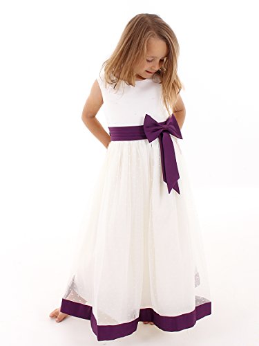 Girls Beaded Bodice Cream&Purple Special Occasion Dress 18-24 months to 9-10 years Available in a selection of colours.