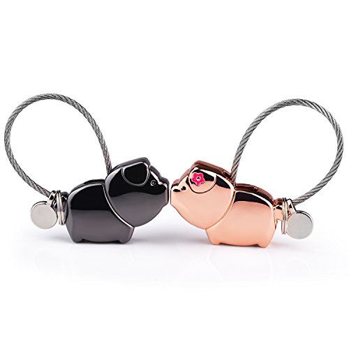 Preisvergleich Produktbild Schlüsselanhänger 1 Paar küssender Schwein Schlüsselring partneranhänger Valentinsgruß Geschenk Zink Legierungs glänzende Anhänger,Geburtstagsgeschenk für Frauen Männer Freund Freundin