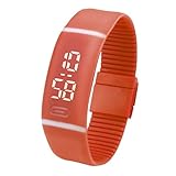 FEITONG Einfach Unisex Gummi LED Uhr Datum Sport Armband Digital Armbanduhr (Orange)