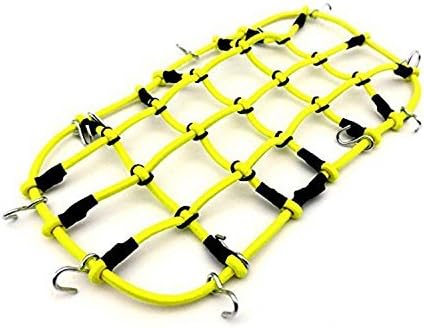1/10 RC Car Elastic Luggage Net 20*10 cm with Metal Hook for 1/10 D90 90046 RC Vehicles RC Crawler Truck Car Roof Rack (Yellow)