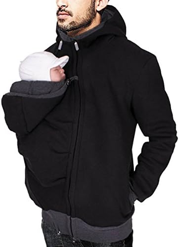SICHYUAN Men Fleece Sweatshirt Hoodie Kangaroo Jacket,Maternity Zip Dad and Baby Carrier Newborn Holder 2 In 1 Coat Outerwear.