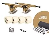 Los ejes se envían montados. RAM UB-Truck - Set de ejes para longboard, 180 mm, incluye cinta de adherencia, dorado/blanco