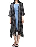Vogstyle Women's New Loose Thin Garb Drap Open Front Cardigan Medium 3/4 Sleeve-Black