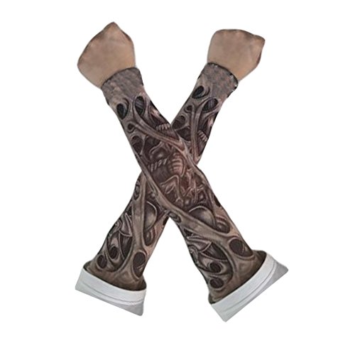Lot de 2 Cool Tatouage de Collants de Cyclisme Course à Pied d'été Bras Pro Bras Manches (TS32)