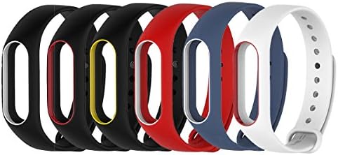 LuckWin Replacement Strap for XIAOMI Wireless MI BAND 2 Bracelet Smart Wristband Extensible Colorful Waterproof (6 Pack - Red / Navy White / White White / Red Black / Red Black / Yellow Black / White)