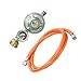 Produktbild ECD Germany Druckminderer 50 mbar mit Manometer Gasdruckregler Gasbrenner + Mitteldruck-Propanschlauch 150 cm Gasdruckschlauch Gasschlauch