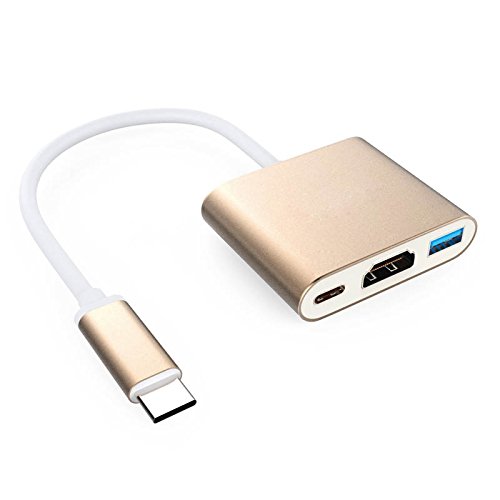 Hrph Typ C USB 3.1 auf HDMI / USB 3.0 / USB C Adapter Ladeanschluss Aluminium Material für Macbook Google Chromebook Laptop - 2