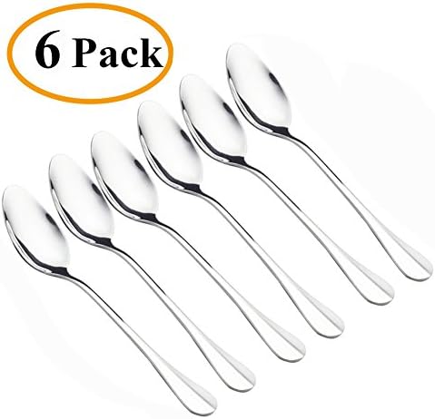 QUCHER 6.5" Dinner Spoon, Soup Spoons Dinner Modified Round Tableware,Stainless Steel Cutlery Sets for Home Kitchen Restaurant (6 Pack)