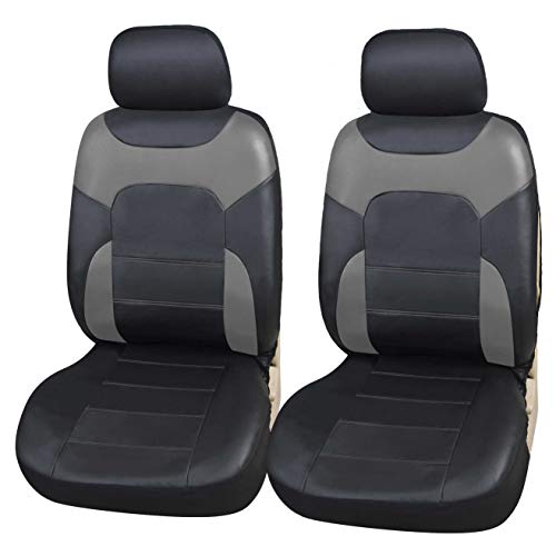 upgrade4cars Housses de Siège de Voiture Avant Simili-Cuir Universelle Noir Gris Housse de Sieges Auto Universel pour Conducteur et Passager Accessoire Interieur