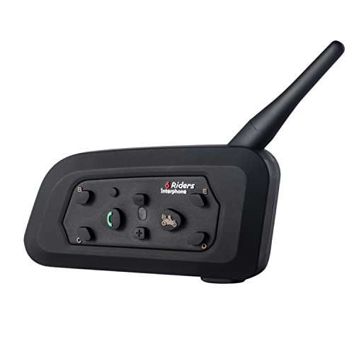 LESHP Intercomunicador Inalámbrico entre 6 Pilotos de Motocicleta (alcance de control de hasta 1200 metros, Bluetooth 3.0 + EDR, A2DP, Manos Libres) Pack de 1 Auricular
