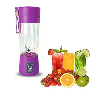 DRUNNA 4 Blades Portable Rechargeable USB Grinder Mixer Juicer Blender Bottle with USB Charging Cable Juice Cup (Multicolor)