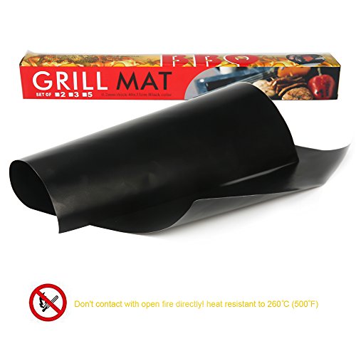 COKOSIM Satz von 5 Stücke BBQ Grill Matte – Wiederverwendbare Hochtemperaturbeständigkeit für Barbecue, Grillen, Backofen, Herd Kochen und Backen – Schwarz - 2