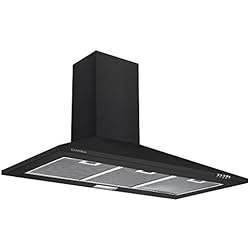 Ciarra Hotte de cuisine noire de 90cm avec cheminée et ventilateur d'extraction