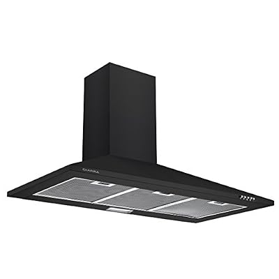 Ciarra Hotte de cuisine noire de 90 cm avec cheminée et ventilateur d’extraction par Ciarra
