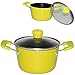 Produktbild Unbekannt 2 Stück - kleine Töpfe / Kasserolle / Schmortöpfe -  GELB  - mit Glasdeckel - Ø 12 cm - antihaftbeschichtet - Antihaft - Saucenpfännchen - Alutopf - Dessert..