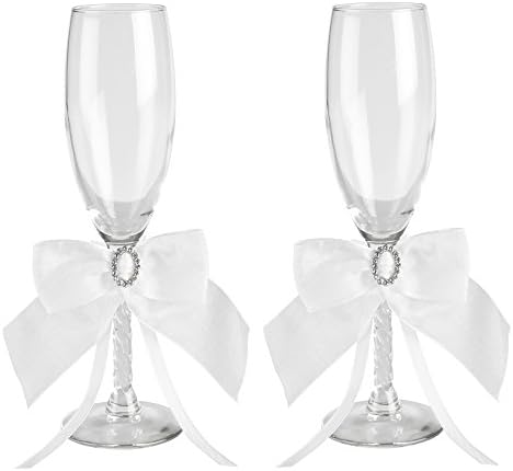 Jamie Lynn Wedding Accessories Crystal Eternity Toasting Flutes, Set of 2, White