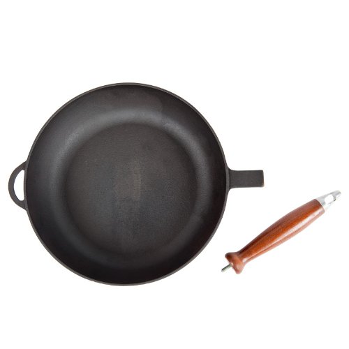 Bratpfanne hoch aus Gusseisen Ø 24 cm mit Holzgriff - 3