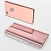 Produktbild Huawei P10 Lite Handyhülle,ZCXG Hülle Spiegel Schutzhülle Clear View Lederhülle Protective Slim Stand Flip Cover Hülle Rose Gold Handyhülle für Huawei P10 Lite