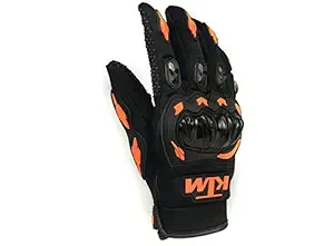 Vocado KTM Moto Biker Hand Gloves for Riding Saftey for Bikes Motorcycles Cycles (Black and Orange, X-Large)