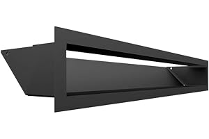 Rejilla de ventilación KRATKI Air | Rejilla de Aire Caliente 9 x 60 cm | Negro | Rejilla de Escape para ventilación de chimeneas | Entrada de Aire en un ángulo de 45 Grados