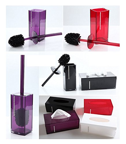Yiyida Edle mit Strass besetzte WC Bad Set Badset Garnitur SZ 7-teilig Seifenspender Zahnbürstenhalter Zahnputzbecher WC Bürste Gewebekasten Seifenschale aus Acryl ,Weiß - 6