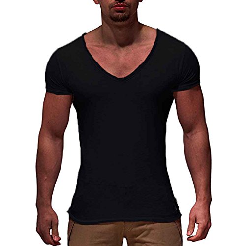 Minzhi Scollo a V Uomo Estate Casual Sportivo T-Shirt Modello Traspirante Fitness Corsa Maniche Corte Streetwear Top