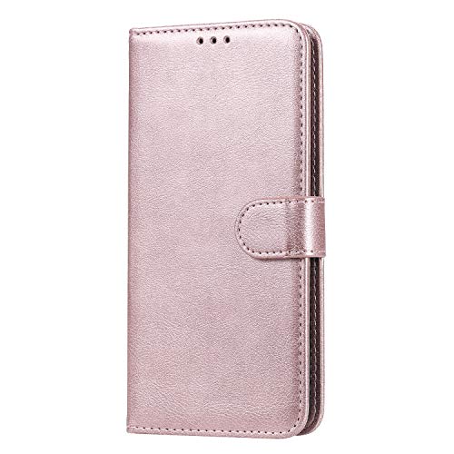 Preisvergleich Produktbild Lomogo Galaxy A50 Hülle Leder, Schutzhülle Brieftasche mit Kartenfach Klappbar Magnetverschluss Stoßfest Handyhülle Case für Samsung Galaxy A50 - LOKTU110013 Rosa Gold