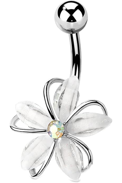 Piercing Nombril Acier Chirurgical 10 Mm Homxi - Croix Zircone Blanc, Bijou Argenté - 8