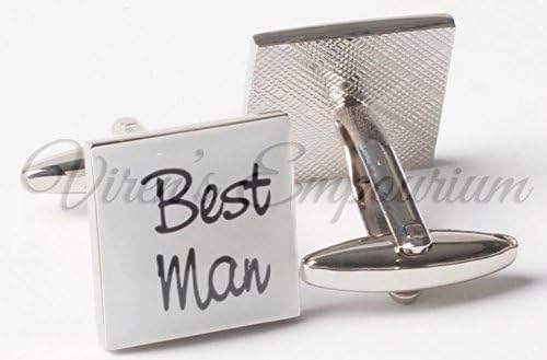 Virens EmpouriumVirens Empourium WHITE SQUARE mens wedding cufflinks cuff link Groom best man usher page gift 06 (Best Man)