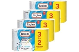 Regina Blitz Household Kitchen Towel 210 Supersized Sheets, Triple Layered Super Strength 12, 36 or 48 Rolls (12) by Wowboxme