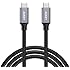 AUKEY USB C Kabel auf USB C 2M Aluminum Geh&auml;use Nylon umgeflochtenes Ladekabel und Datenlabel f&uuml;r Type C Ger&auml;te inklusive dem neuen MacBook, Google Chromebook Pixel Nokia N1 Tablett und sonstige Typ C unterst&uuml;tzte Ger&auml;te. Grau