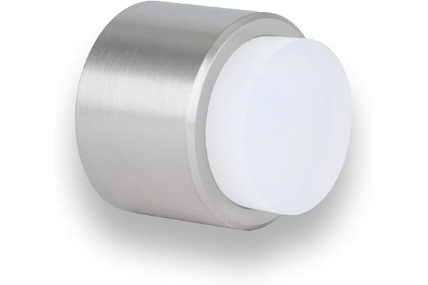 Självhäftande dörrstopp för vägg | 28 x 28 mm | gummi vit | rostfritt stål AISI 304 | matt finish | mycket bra vidhäftning