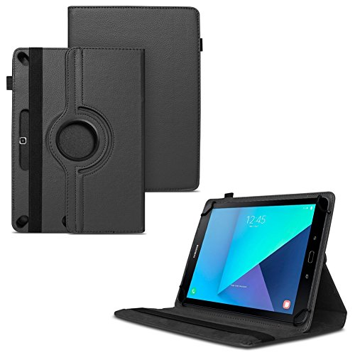 Tablet Schutz Hülle für Samsung Galaxy Tab A6 10.1 2016 aus hochwertigem Kunstleder mit Standfunktion 360° Drehbar kombiniert Schutz und Design Cover Case von NAUCI, Farben:Schwarz