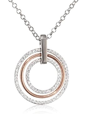 Esprit Essential Damen-Kette mit Anhänger ES-CIRCLETS 925 Silber rhodiniert Zirkonia transparent - ESNL93330D420