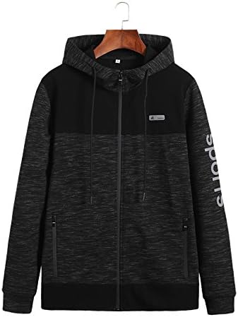Men's Spring Autumn Jackets2018 New Dac Hooded Sports Large Size Simple Thin Loose Breathable Coat Tops,Black-L