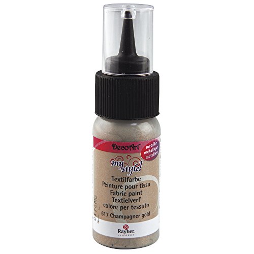 Rayher 38483617 My Style Textilfarbe, metallic, 29 ml Flasche auf Blisterkarte, champagner gold