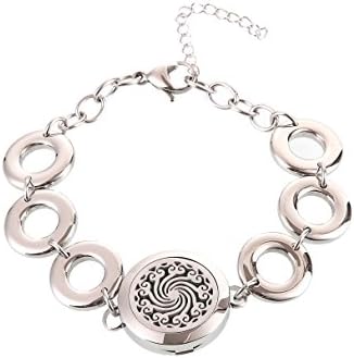 Dream Lassie Carving Bangle Aromatherapy / Essential Oils Diffuser Locket Polished Stainless Steel Bracelet for Womens