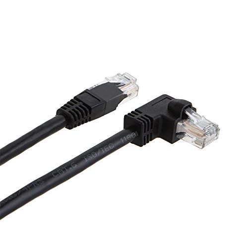 CableCreation Angle CAT6 Ethernet Patch Cable(3.3 Feet), Right Angled Lan Cable with 50U?old Plated Contact, Black Color - 4