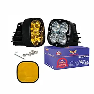 Miwings 3 Inch Led Super Bright Work Light Bar Yellow Fog Lamp 4x4 Offroad White Square Driving Spotlight for Motorcycle Bike Jeep Truck Thar Boat Driving Lights (2Pcs) Waterproof