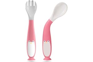 ‎QUESUC Quesuc Baby Utensilien Löffel Gabel Set Kleinkind Babys Kinder Fütterung Training Löffel（Pink） (A)
