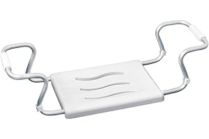 WENKO Sgabello per vasca da bagno Secura, sedile flessibile con ganci per i bordi della vasca, larghezza regolabile, colore bianco