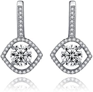 Bridal Cubic Zirconia Diamond Shape Push Back Drop Earrings by Lux and Glam Jewelry Collection