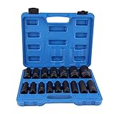 【17 Piezas Contenidas】Si usted compra este producto, usted recibira 16x llaves de vaso de impacto hexagonales+ 1x caja almacenaje de plástico.