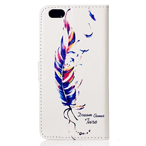 MUTOUREN Hülle für iphone 6 Plus iphone 6S Plus Schutzhülle [Kratzfeste, Scratch-Resistant] Bookstyle PU Lader HandyHülle Tasche Wallet Flip Case Lederhülle Brieftasche mit Standfunktion Kartenfächer Magnetic schließt Painted Muster- Bunt Feder + Metall Stylus Stift - 3