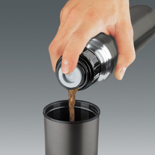 Isosteel VA-9554QAT Isolierflasche 0,9 L, 18/8 Edelstahl mit Quickstop-Einhandausgießsystem und Trinkbecher, titan-grau - 3