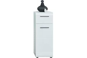 ‎TRENDTEAM SMART LIVING trendteam smart living - Skin - Standschrank - Weiß/Weiß Hochglanz - Badschrank mit 1 Schublade und 2 Fächern - (BxHxT) 30 x 79 x 31 cm - vielseitig einsetzbar - Kratzfest