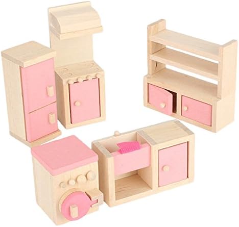 Masingo Wooden Dollhouse Furniture Kitchen Toy Set