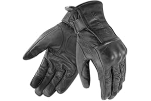 PRO FUTURE Guanti Moto in Pelle Con Protezioni CAFE RACER Chopper Custom Wax NERO Touch