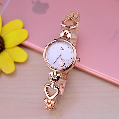 berax Rose Gold New Gift of the bracelet of Monili of Supervision of Bracelet of Gold of So For Girls Of Women Newest Fashion Rose Gold Bracelet Wrist Watch Jewelry Gift For Women Girls (Love Heart Bangle Chain, White)